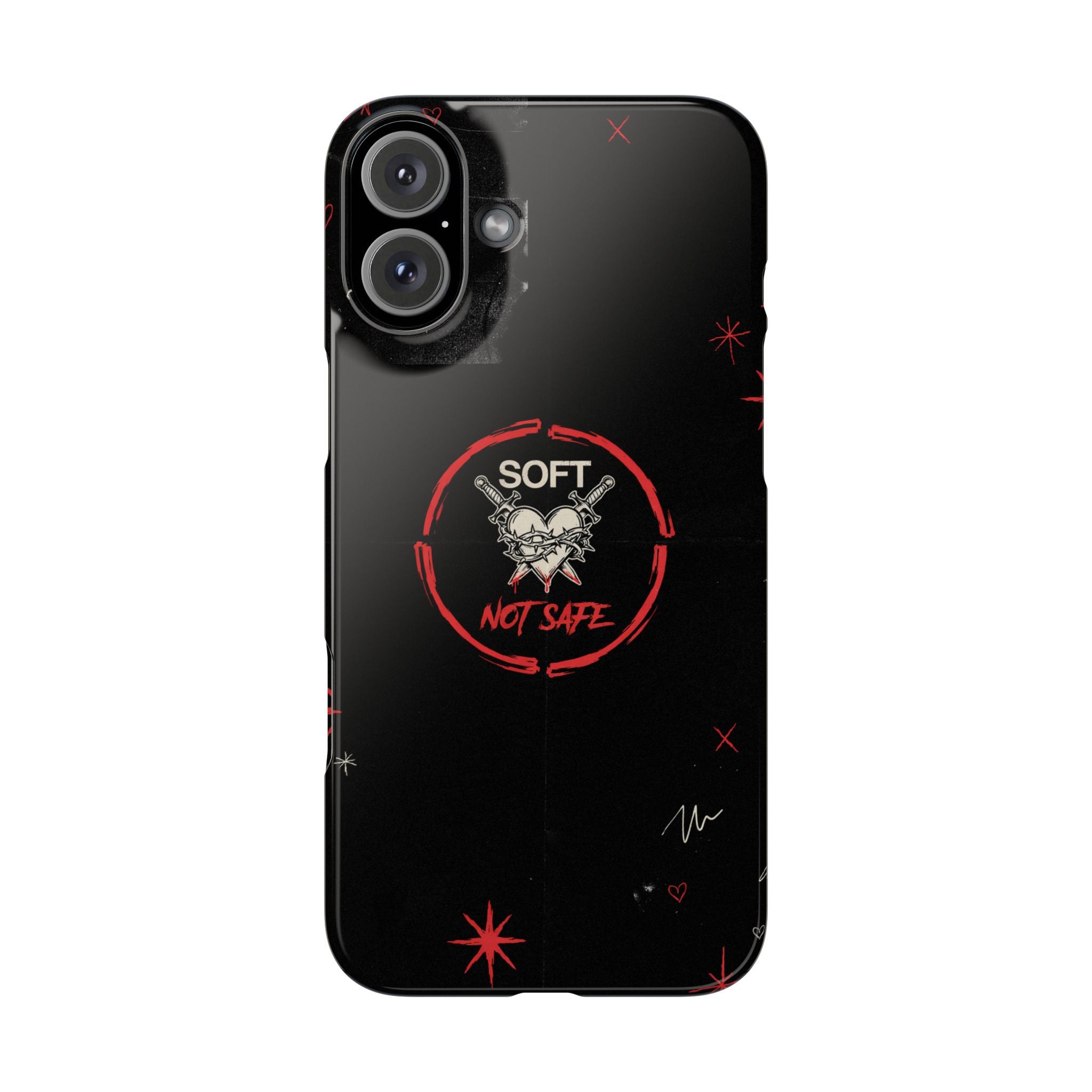 Soft Not Safe Slim Phone Case — Gothic Heart Aesthetic