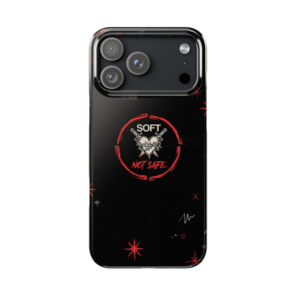 Soft Not Safe Slim Phone Case — Gothic Heart Aesthetic