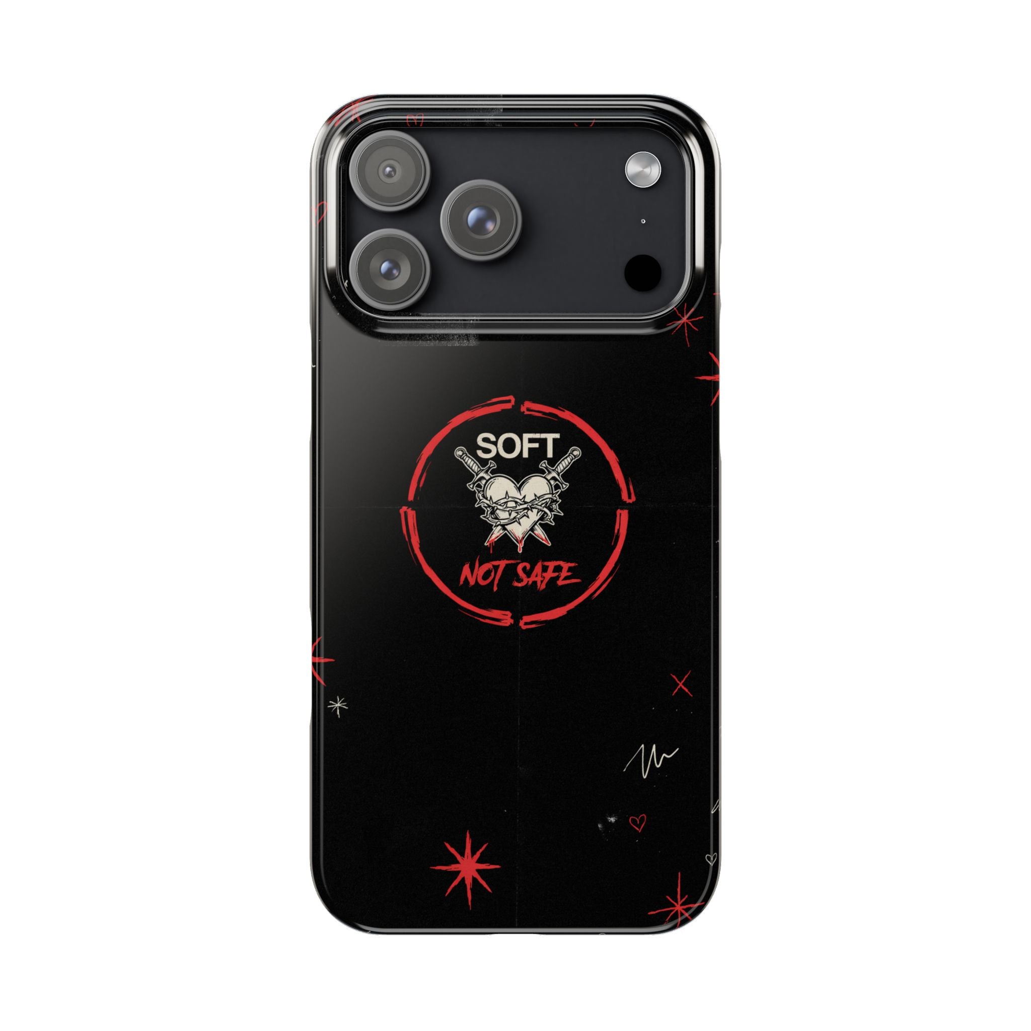 Soft Not Safe Slim Phone Case — Gothic Heart Aesthetic