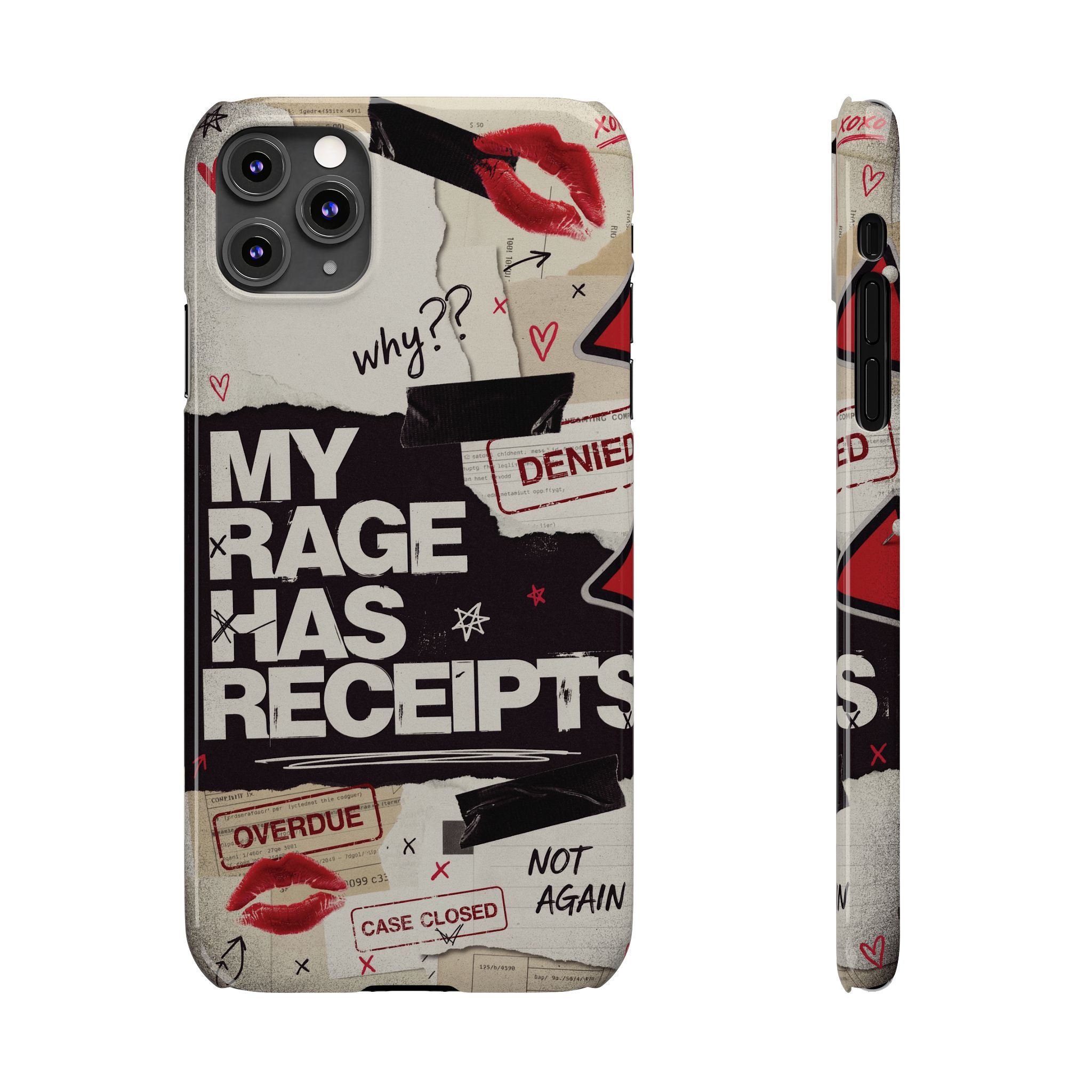 Slim Phone Case — "My Rage Has Receipts" Feminist Graphic Protective Cover