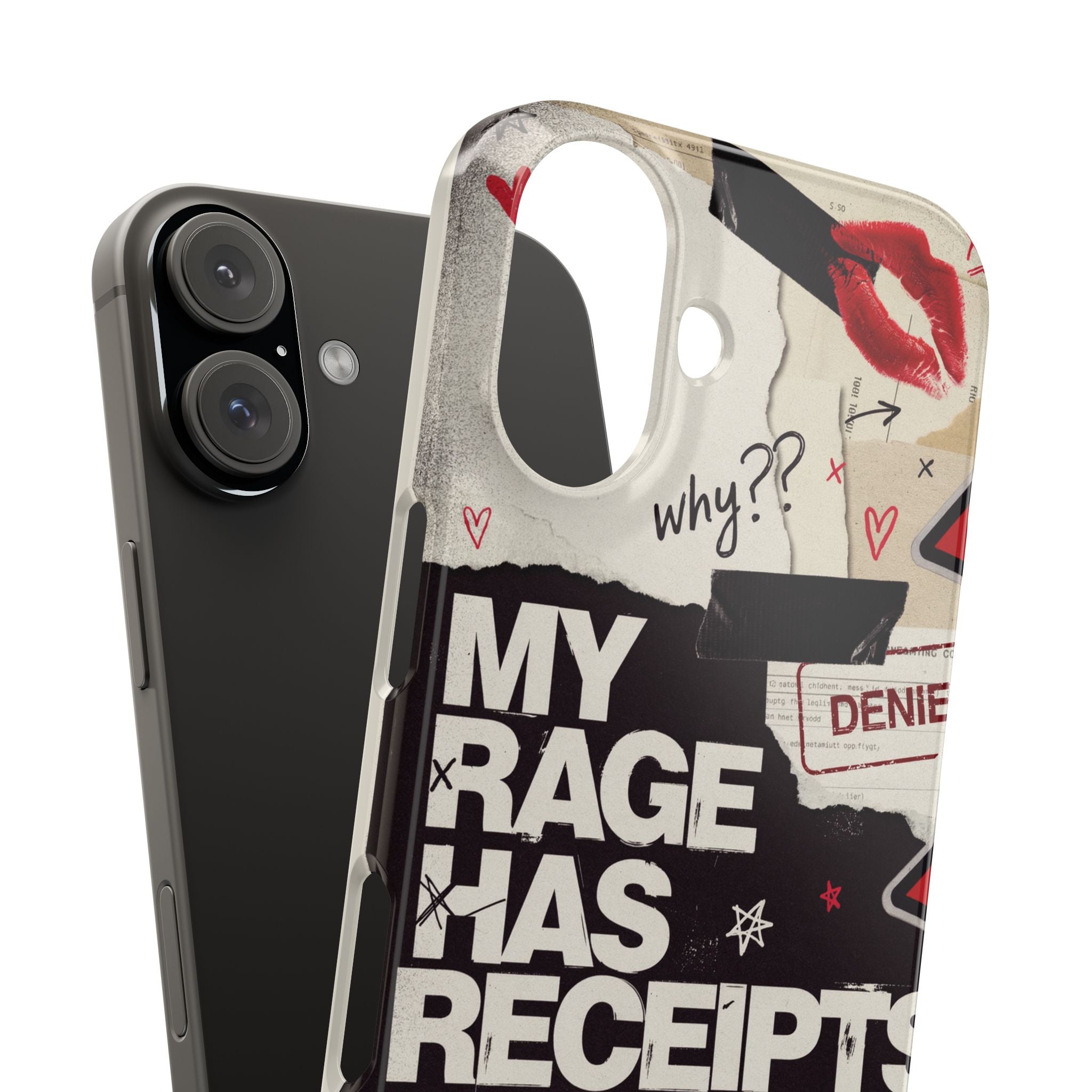 Slim Phone Case — "My Rage Has Receipts" Feminist Graphic Protective Cover