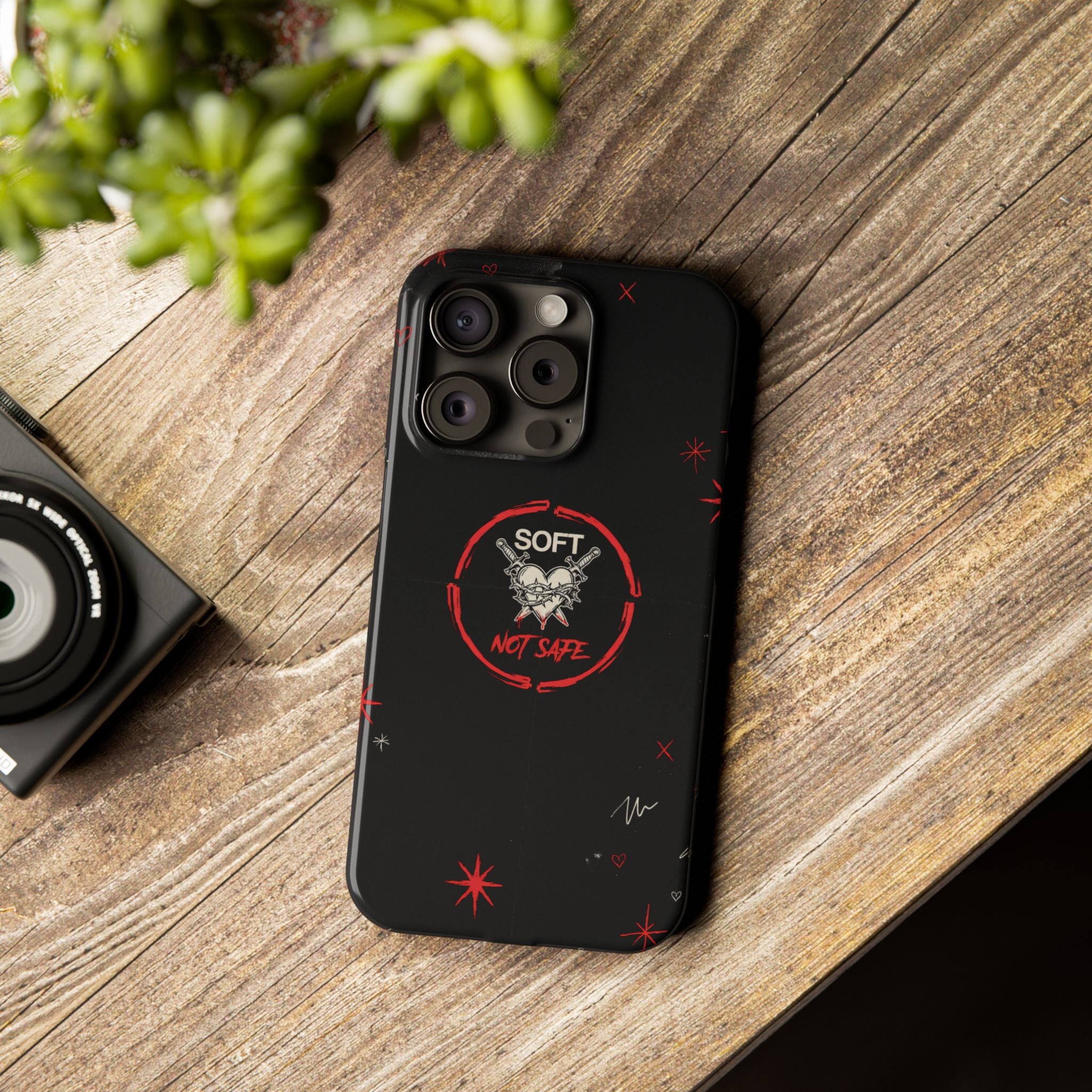 Soft Not Safe Slim Phone Case — Gothic Heart Aesthetic