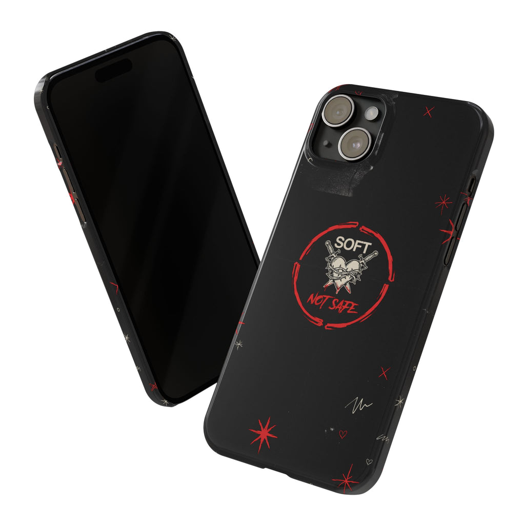 Soft Not Safe Slim Phone Case — Gothic Heart Aesthetic