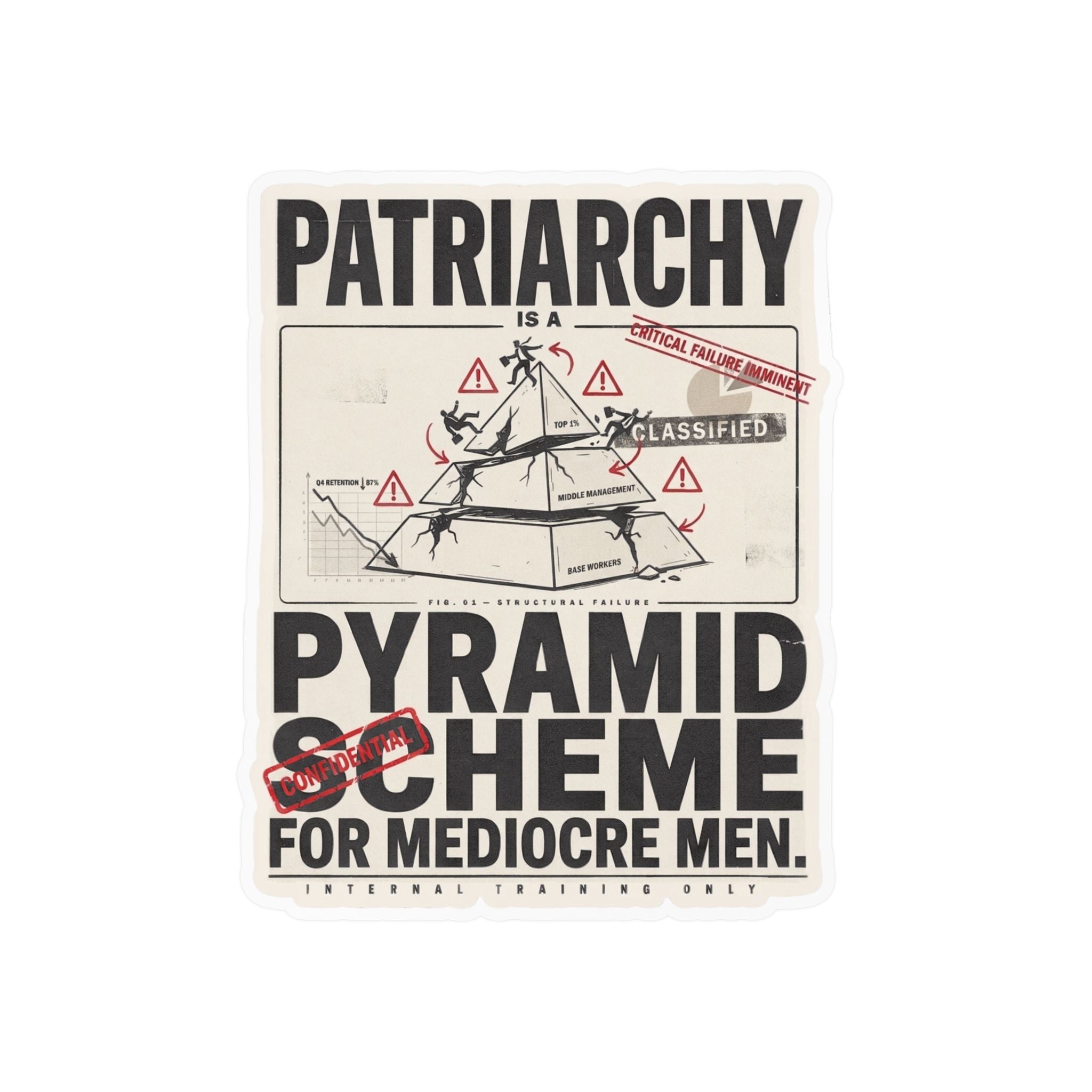 Kiss-Cut Vinyl Sticker — "Patriarchy: Pyramid Scheme for Mediocre Men" Graphic Decal