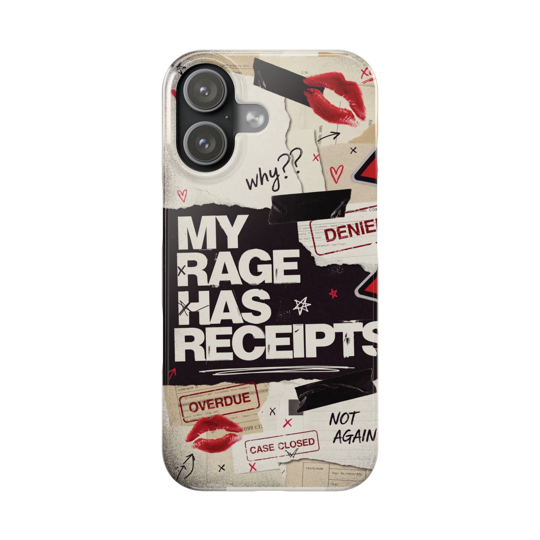 Slim Phone Case — "My Rage Has Receipts" Feminist Graphic Protective Cover