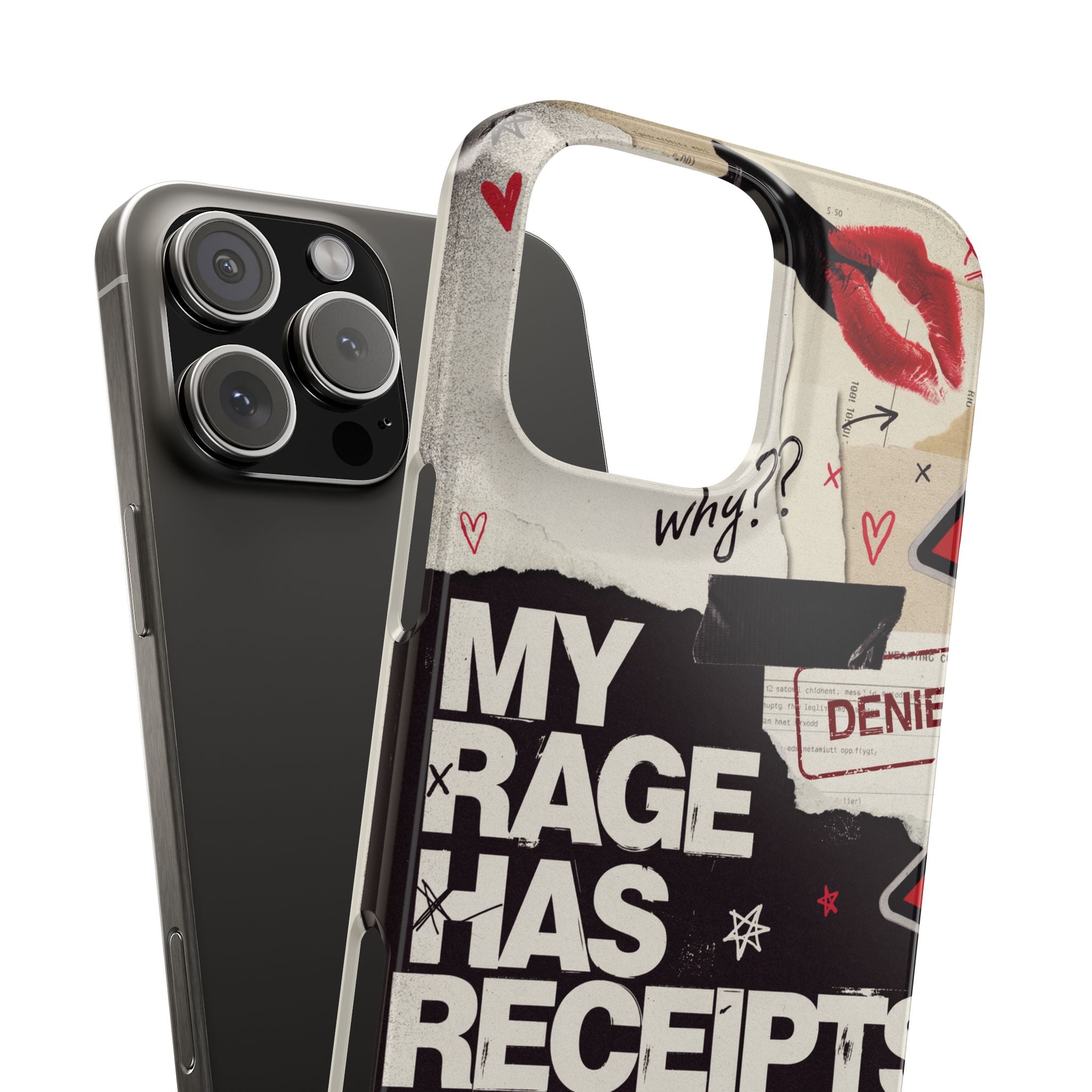 Slim Phone Case — "My Rage Has Receipts" Feminist Graphic Protective Cover