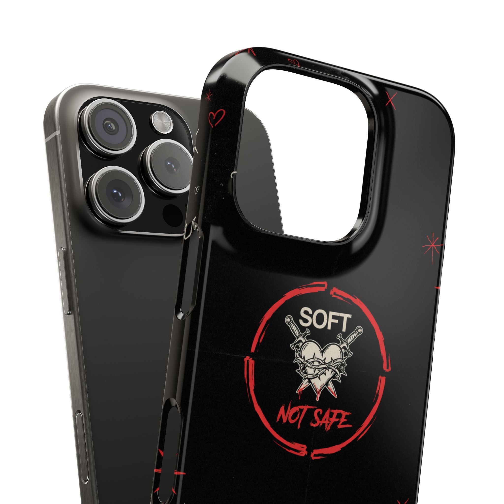 Soft Not Safe Slim Phone Case — Gothic Heart Aesthetic