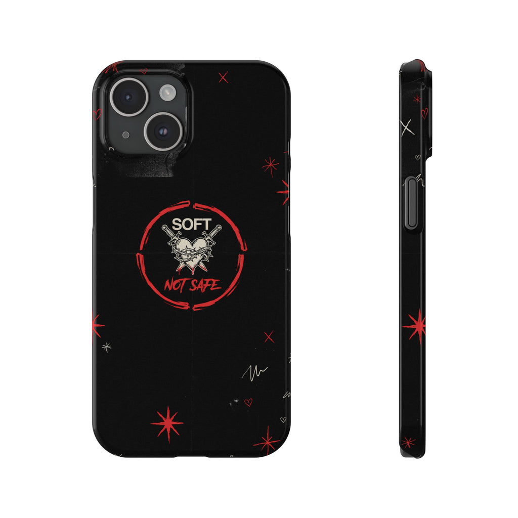 Soft Not Safe Slim Phone Case — Gothic Heart Aesthetic