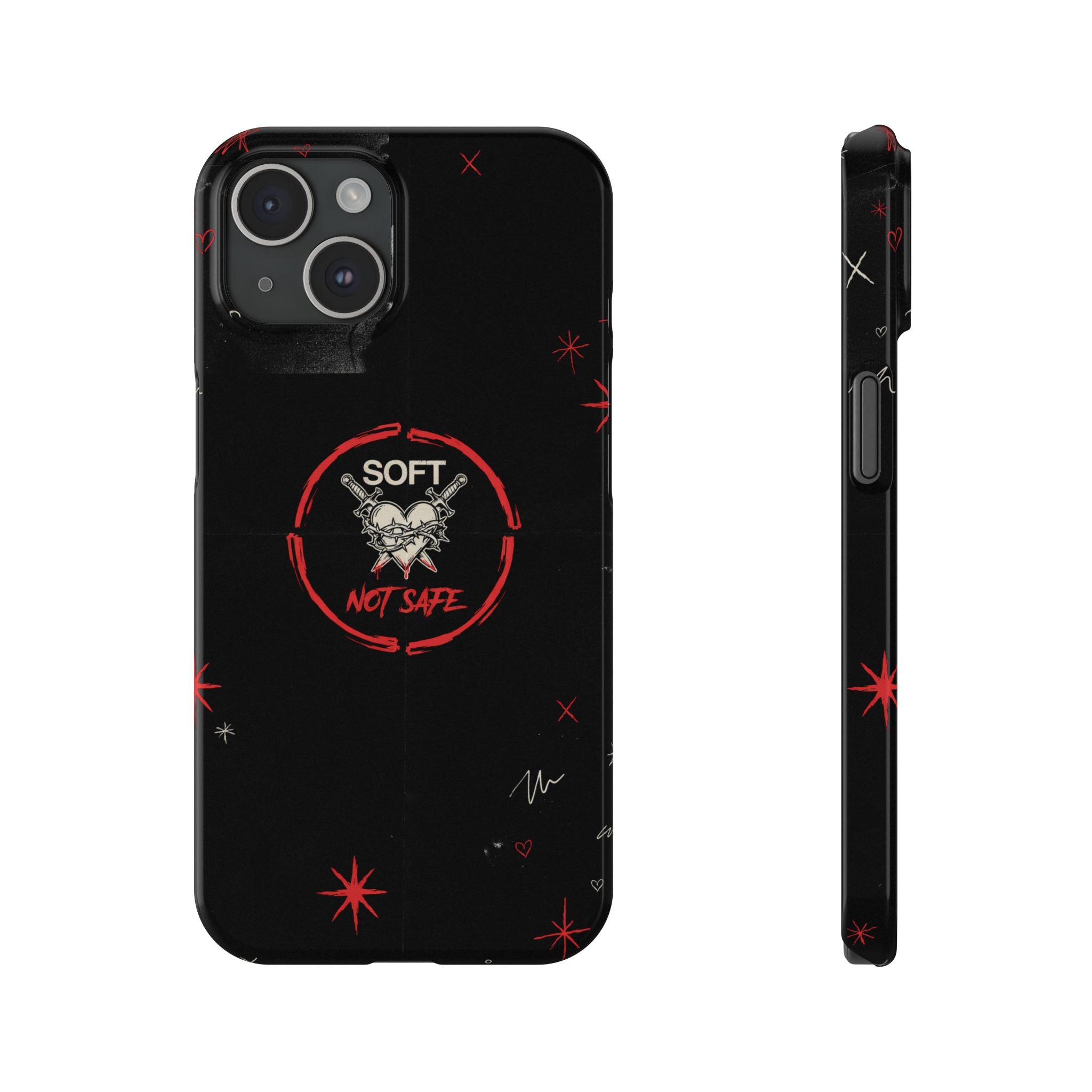 Soft Not Safe Slim Phone Case — Gothic Heart Aesthetic