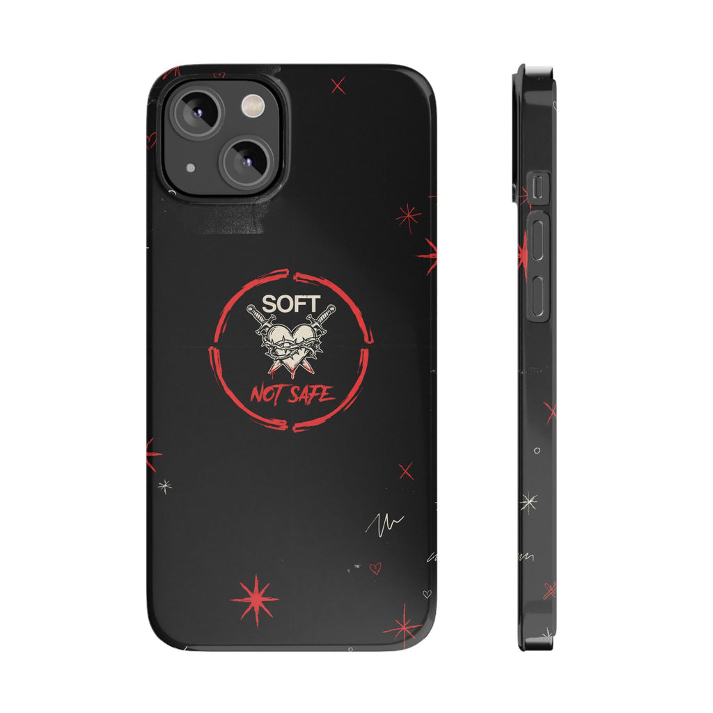 Soft Not Safe Slim Phone Case — Gothic Heart Aesthetic