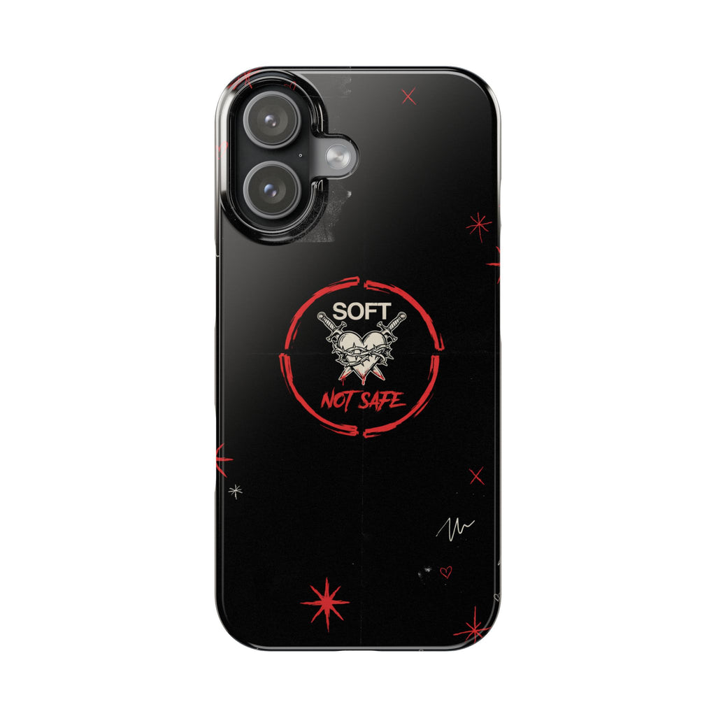 Soft Not Safe Slim Phone Case — Gothic Heart Aesthetic