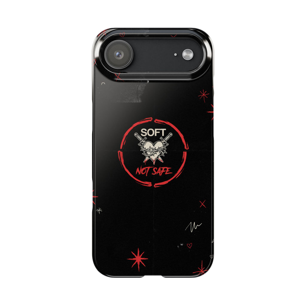 Soft Not Safe Slim Phone Case — Gothic Heart Aesthetic