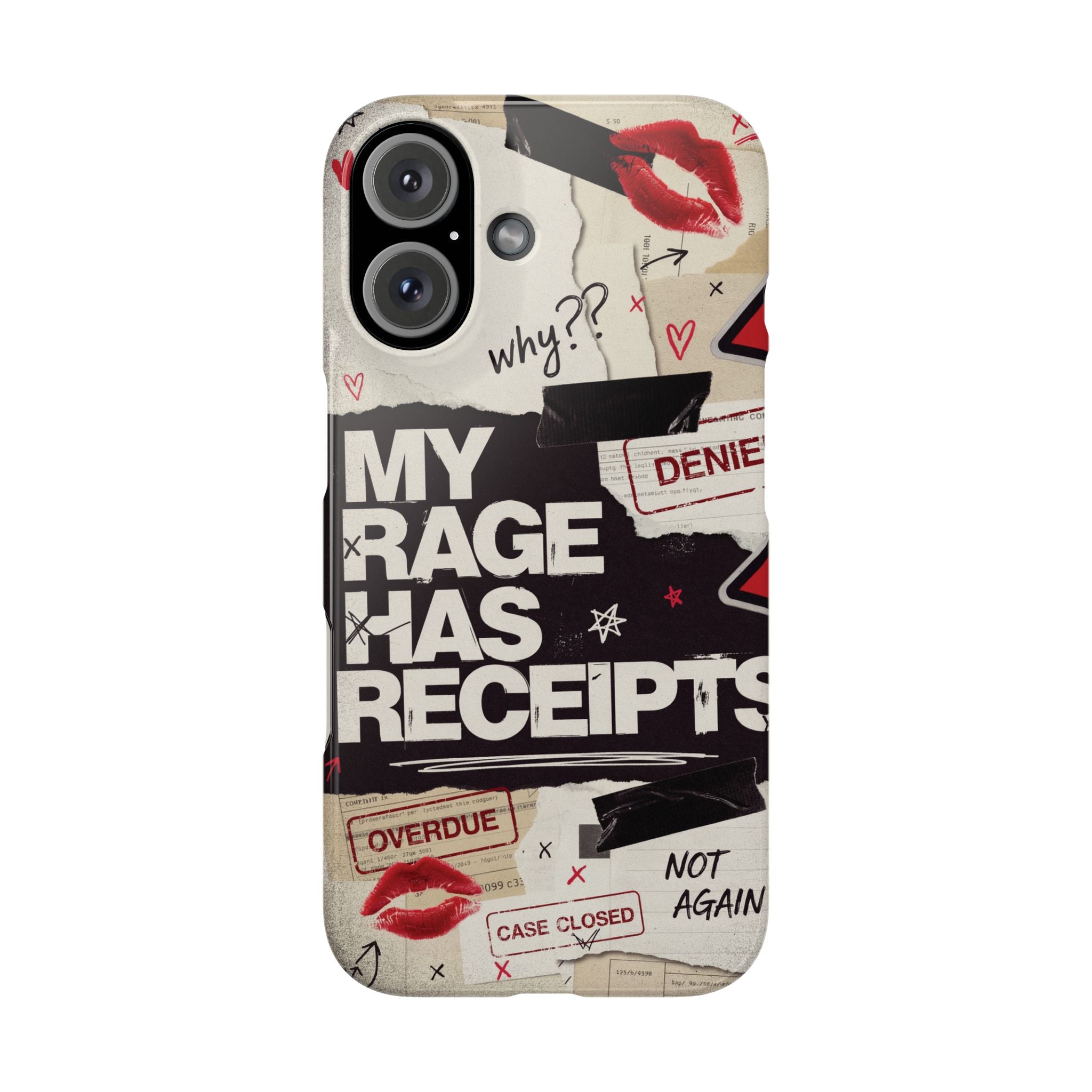 Slim Phone Case — "My Rage Has Receipts" Feminist Graphic Protective Cover