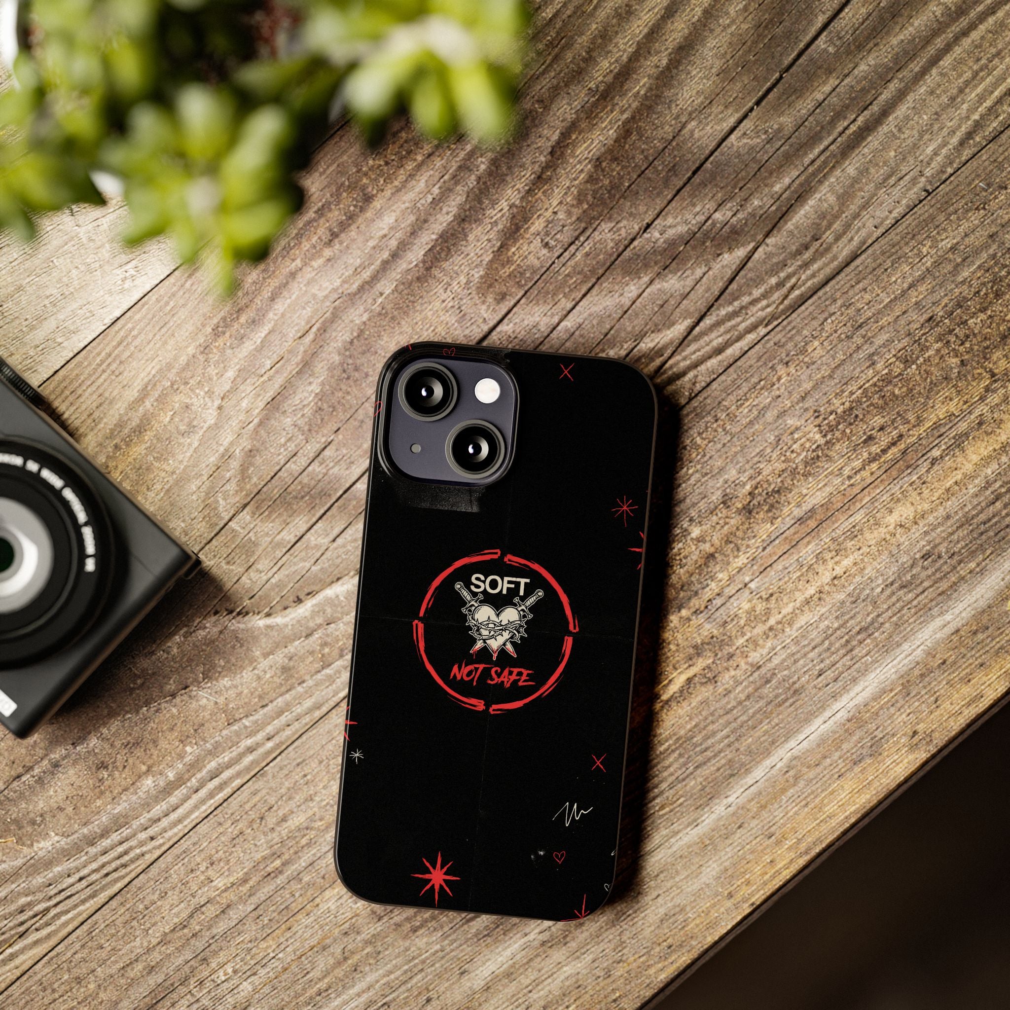 Soft Not Safe Slim Phone Case — Gothic Heart Aesthetic