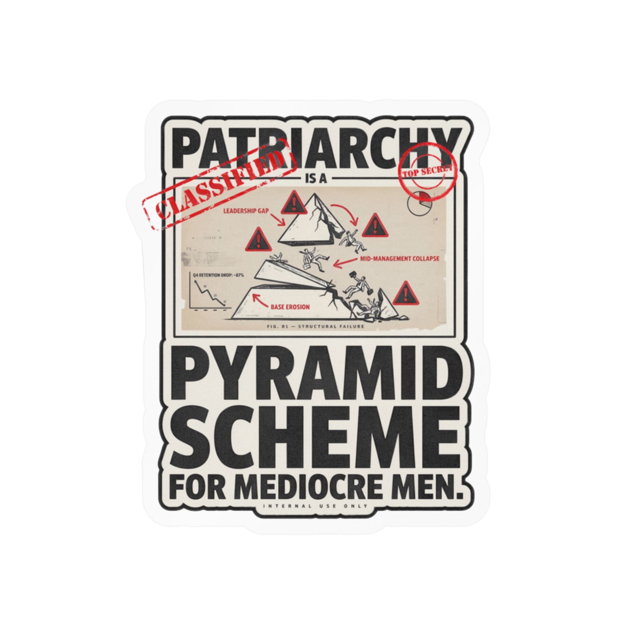 Kiss-Cut Vinyl Sticker — "Patriarchy: Pyramid Scheme for Mediocre Men" Graphic Decal