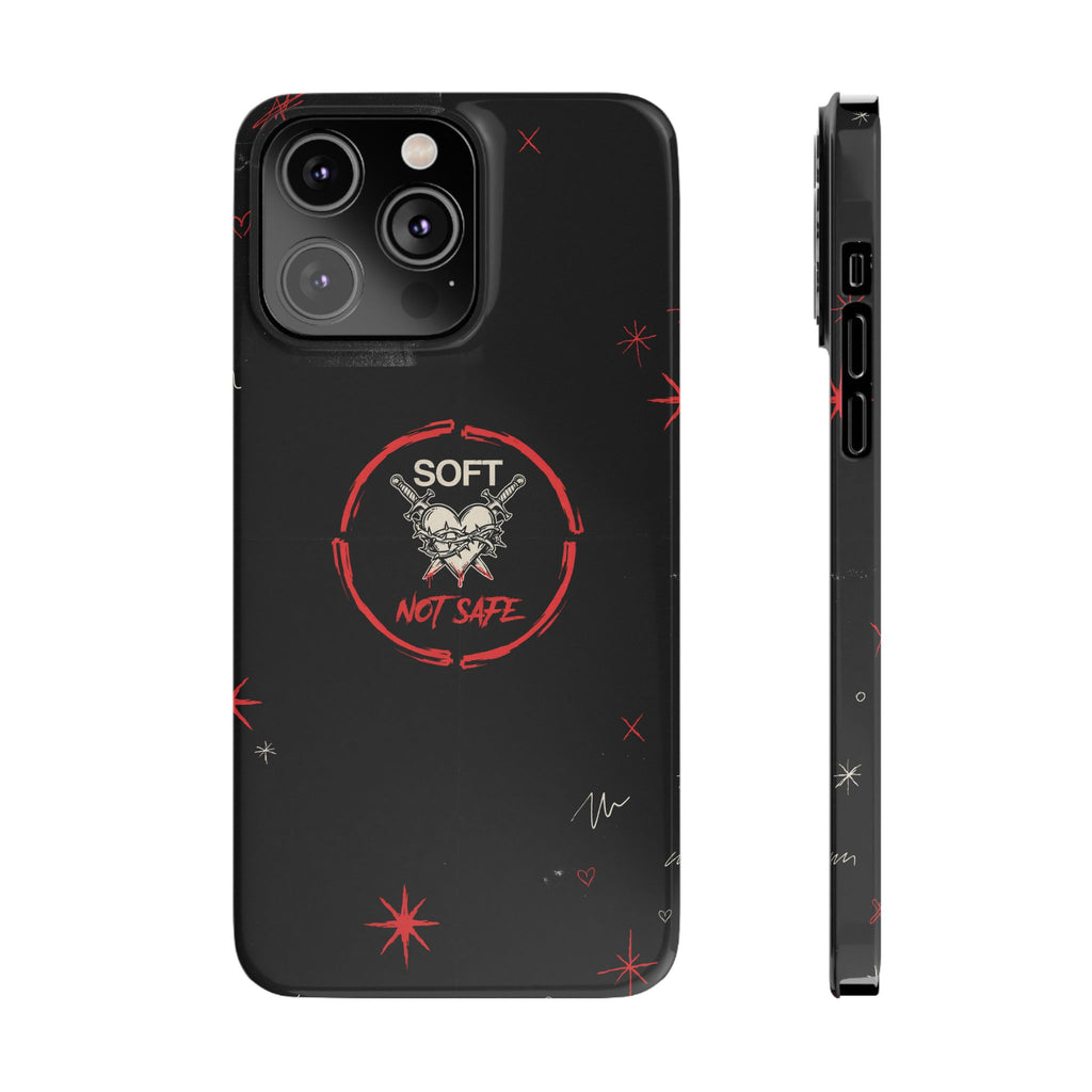 Soft Not Safe Slim Phone Case — Gothic Heart Aesthetic