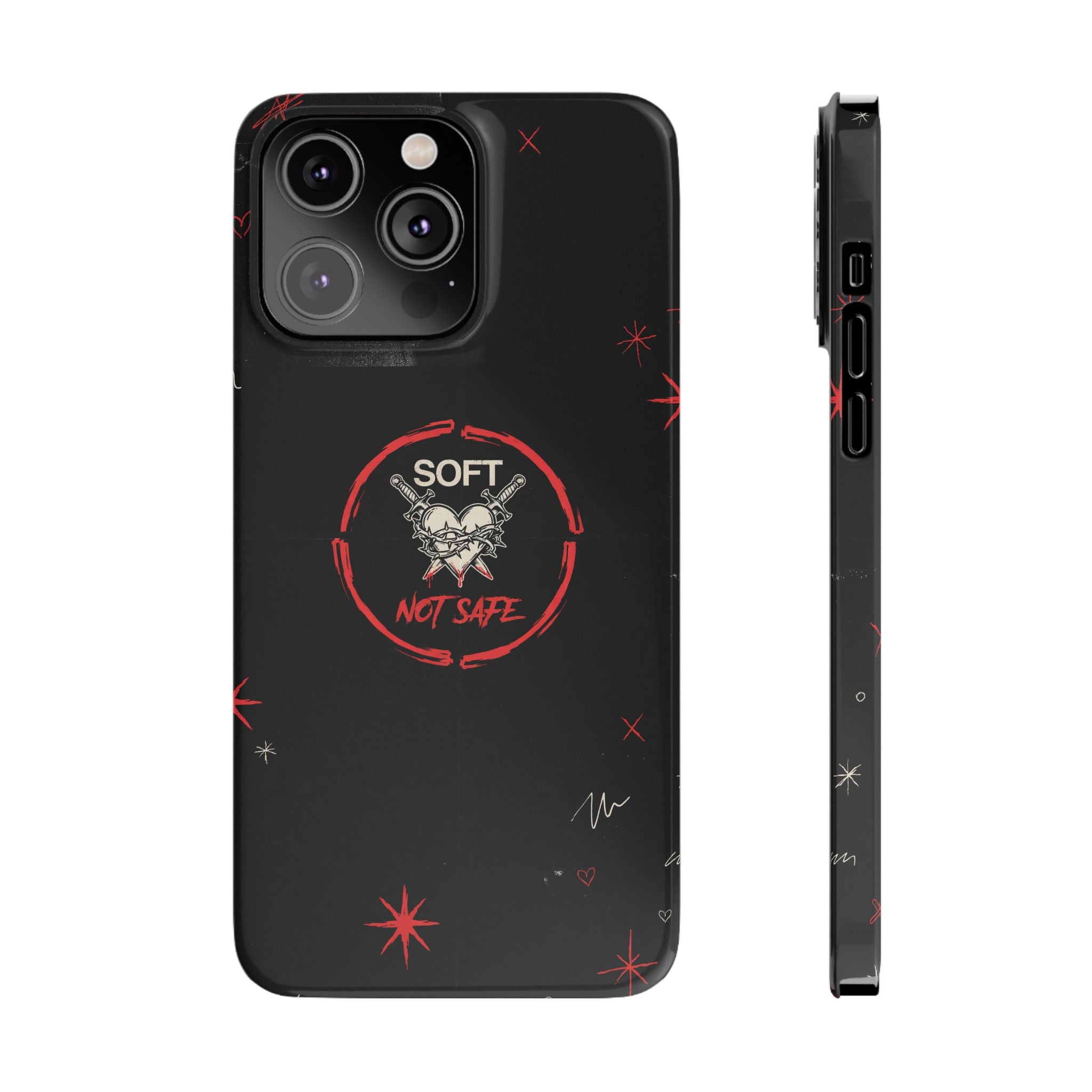 Soft Not Safe Slim Phone Case — Gothic Heart Aesthetic